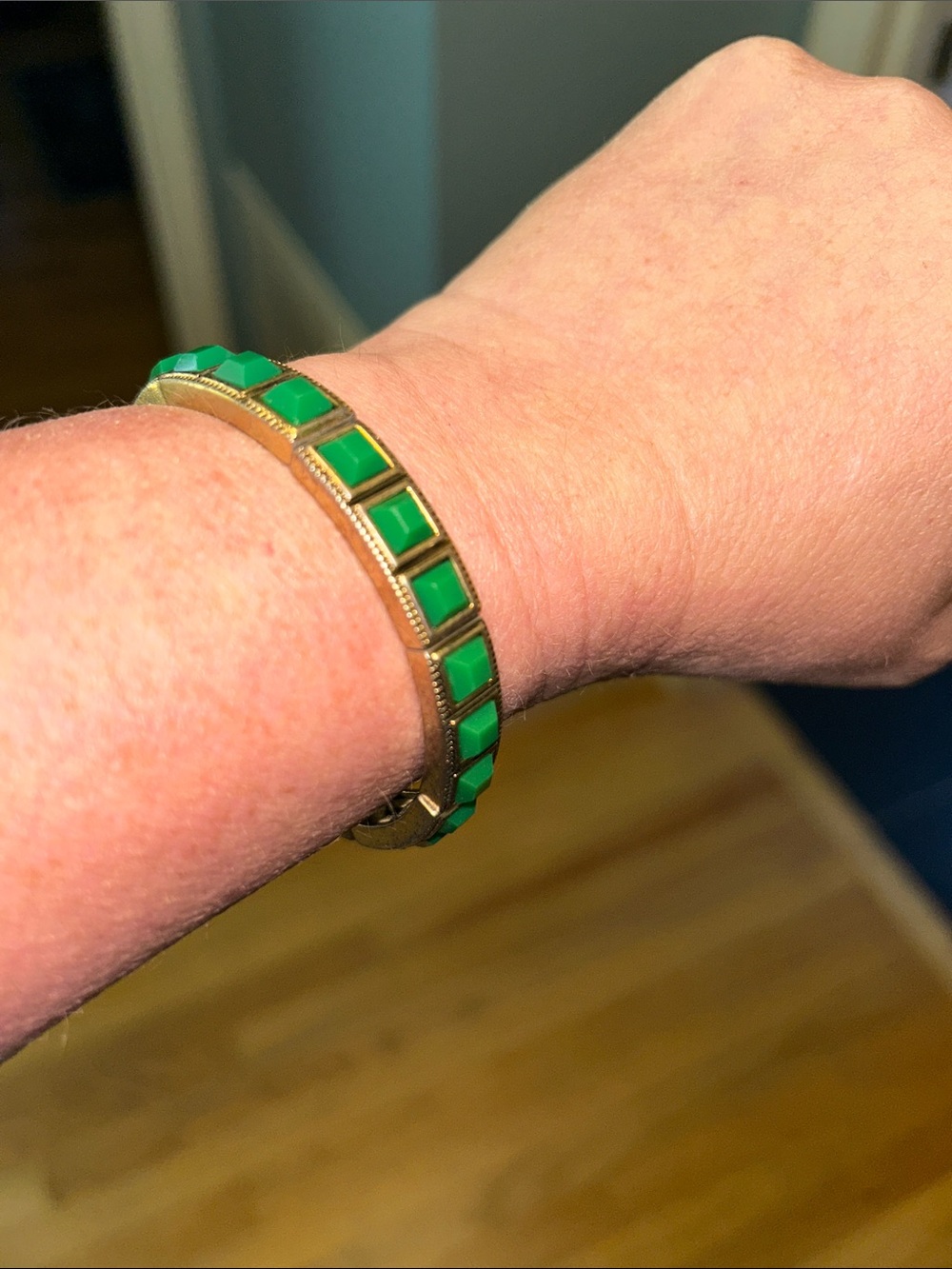 ✳️Lia Sophia Gold-Tone Bracelet with Green Tile Accents✳️